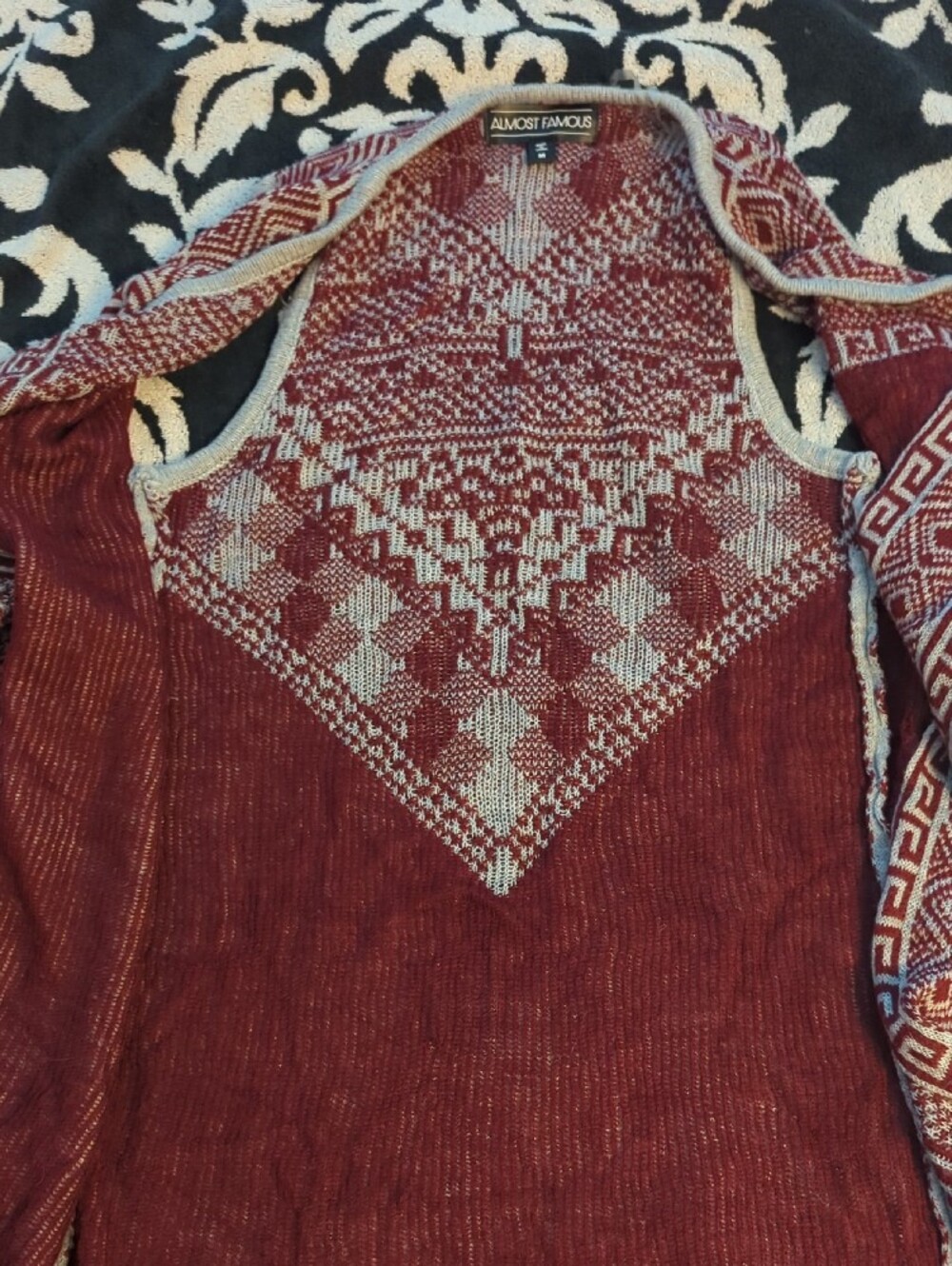 Almost Famous Gray Red Summer Weight Tunic Geometric Tribal Y2k Sleeveless - M - Picture 11 of 16